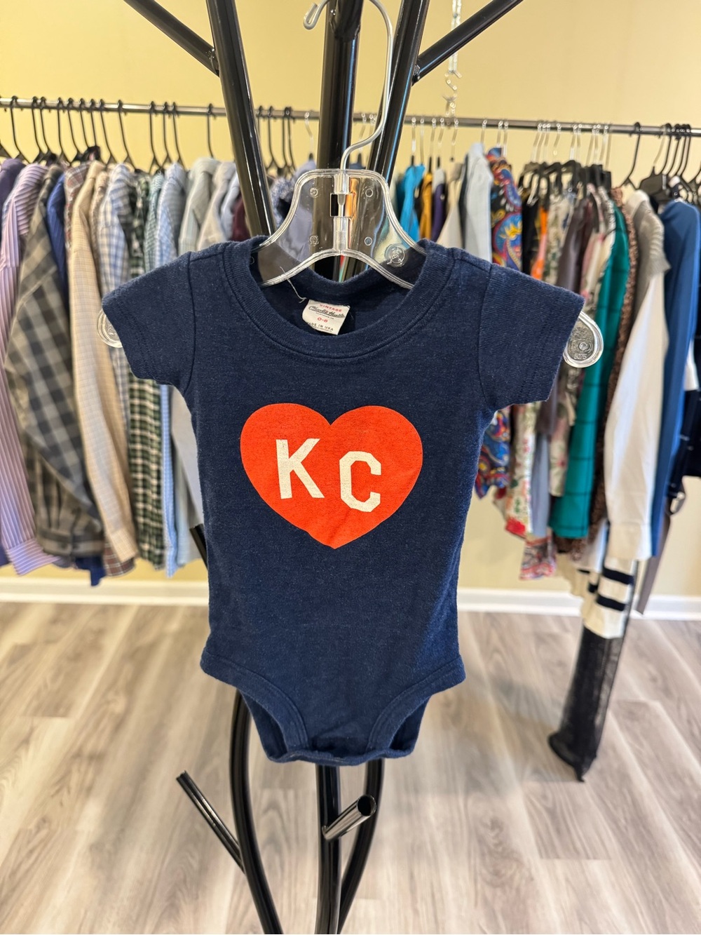 KC Heart Navy Baby One-Piece Bodysuit
